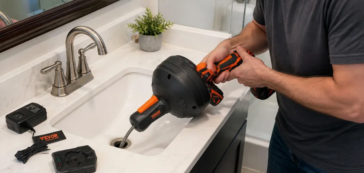 Cordless electric drain auger for sink and shower drains